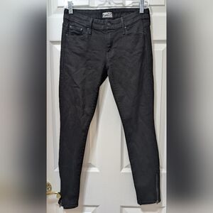 Mother The Looker Jeans in A Model Spy Size 27 Black Ankle Zip Crop